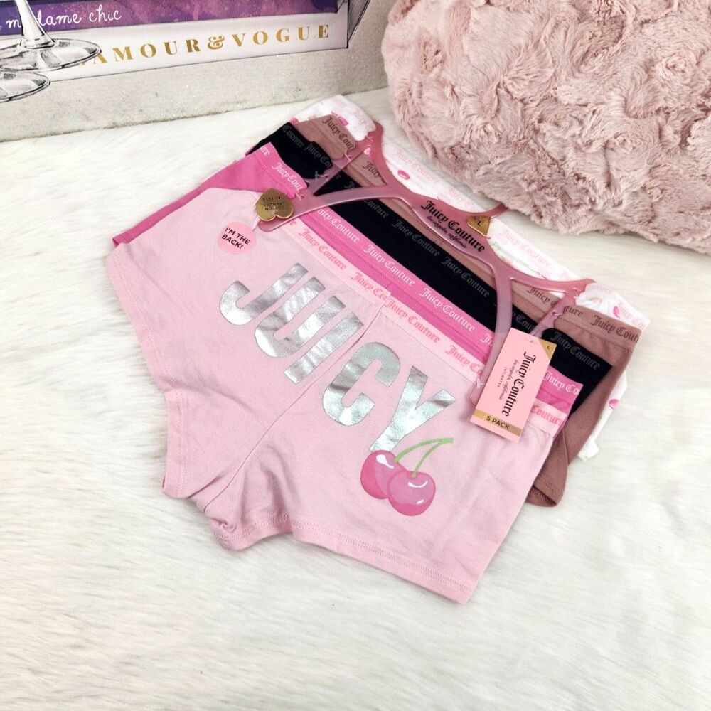 {Juicy Couture} Pink Cherries Cotton Panties 5 Pack